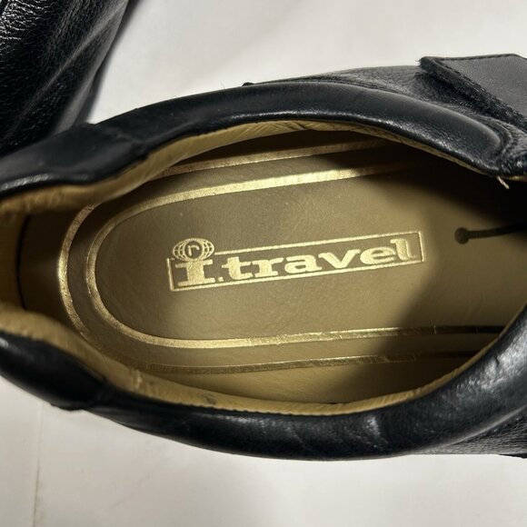 Vtg Rockport I.Travel Men Shoes Black Leather Slip On Hook & Loop Strap Sz 43/ 9 main image 8